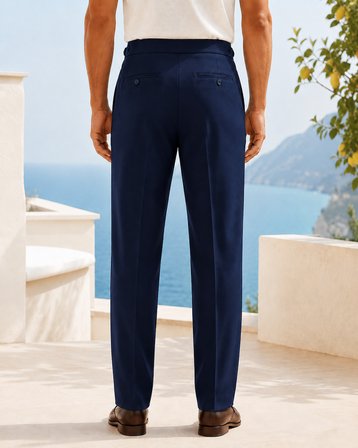 Erkek Viskon Karışımlı Yan Tokalı Pileli Baggy Pantolon Lacivert 0171DNGR