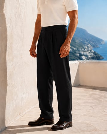 Erkek Baggy Fit Pileli Kumaş Pantolon Sİyah 0172DNGR