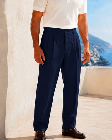 Erkek Baggy Fit Pileli Kumaş Pantolon Lacivert 0172DNGR