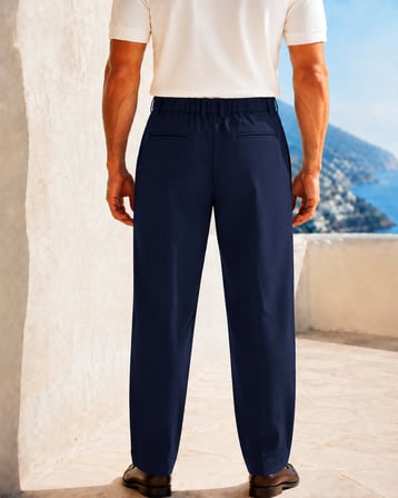 Erkek Baggy Fit Pileli Kumaş Pantolon Lacivert 0172DNGR