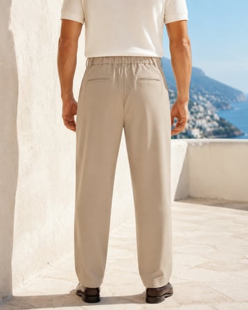 Erkek Baggy Fit Pileli Kumaş Pantolon Bej 0172DNGR