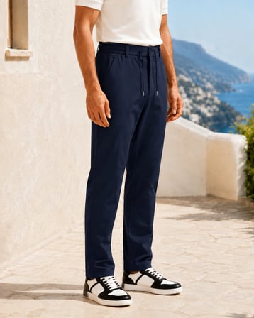 Erkek Beli Lastikli Comfort Fit Pantolon Lacivert 0170DDNGR