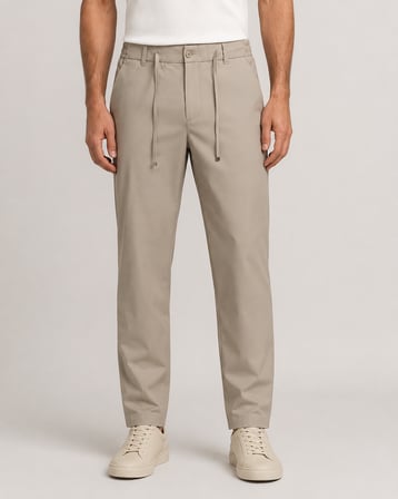 Erkek Beli Lastikli Comfort Fit Pantolon Bej 0170DDNGR