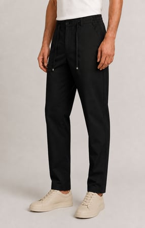 Erkek Beli Lastikli Comfort Fit Pantolon Siyah 0170DDNGR