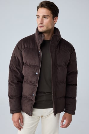 Erkek Su Geçirmez Kadife Puffer Şişme Mont Kahverengi 4346DNGR
