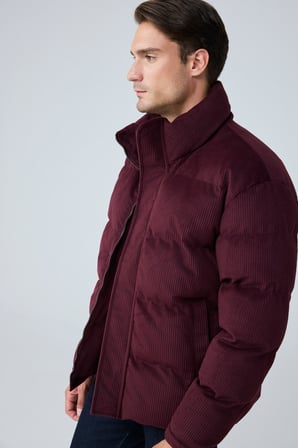 Erkek Su Geçirmez Kadife Puffer Şişme Mont Bordo 4346DNGR