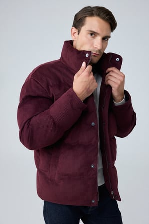 Erkek Su Geçirmez Kadife Puffer Şişme Mont Bordo 4346DNGR