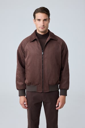 Erkek Oversize Bomber Süet Ceket Açık Kahverengi 4343DNGR