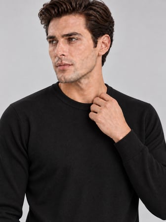 Erkek Basic Triko Kazak Siyah