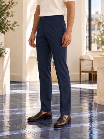 Erkek Comfort Fit Dokulu Chino Pantolon Lacivert 0173DNGR