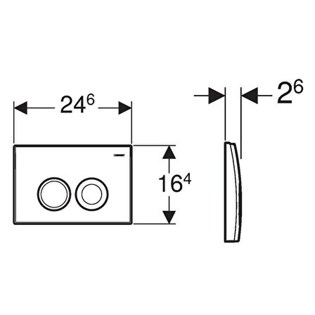 Geberit Delta25 115.125.46.5 Kumanda Paneli Çift Basmalı, Mat Krom