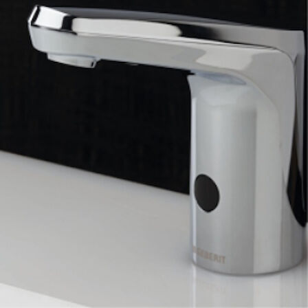 Geberit 116.134.21.1 Type 80 Fotoselli Lavabo Bataryası Çift Su Girişli, Krom, Elektrikli