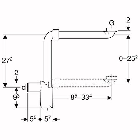 Geberit Lavabo Sifonu Yer Tasarruflu Model G1 32mm 151.116.11.1