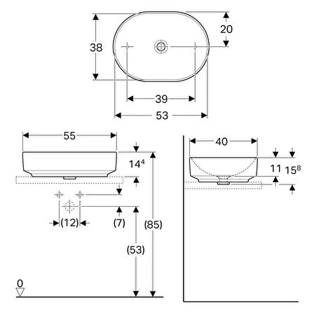 Geberit VariForm Çanak Lavabo Oval 55 cm 500.774.01.2