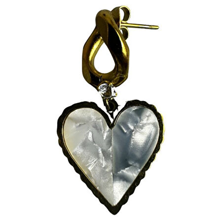 Uretti - İREM 3914 8661 Mavi Sedefli Kalp Figürlü Küpe