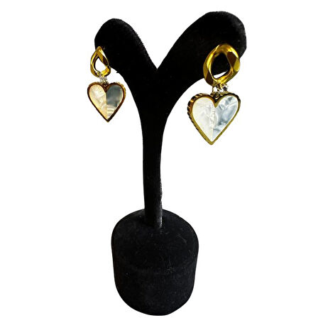 Uretti - İREM 3914 8661 Mavi Sedefli Kalp Figürlü Küpe