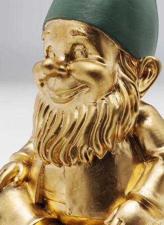 Zwerg Sitting Gold Green Dekoratif Figür