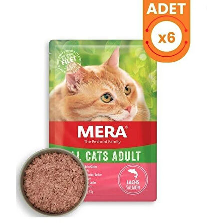 Mera Pouch Tahılsız Somonlu Yetişkin Kedi Konservesi 85 gr x 6 adet