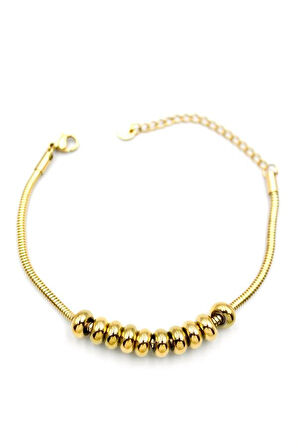 Halkalı Yılan Zincir Bileklik - Altın
