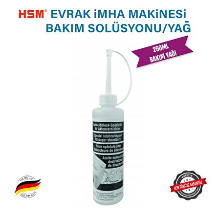 HSM Oil 250ML Evrak imha Makinesi Bakım Yağı / Bakım Solüsyonu