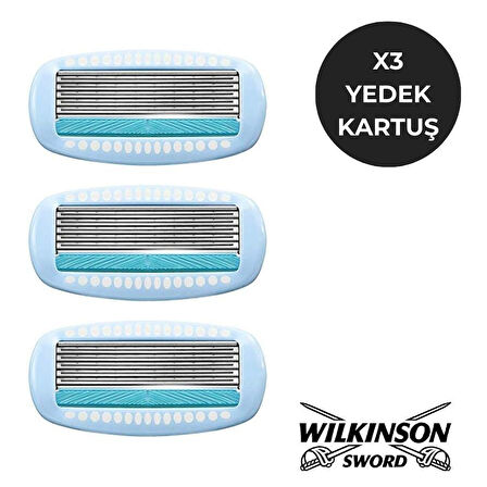 Wilkinson Sword Hydro Silk Kadın Tıraş Bıçağı Kartuşu | 5 Bıçaklı 3 Yedek Kartuş