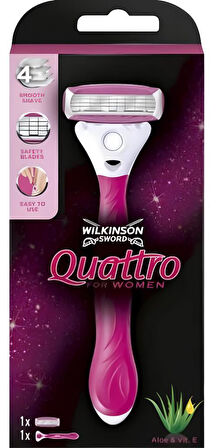 Wilkinson Sword Quattro Sistem Kadın Tıraş Bıçağı Vakumlu Tutma Aparatı İle Birlikte