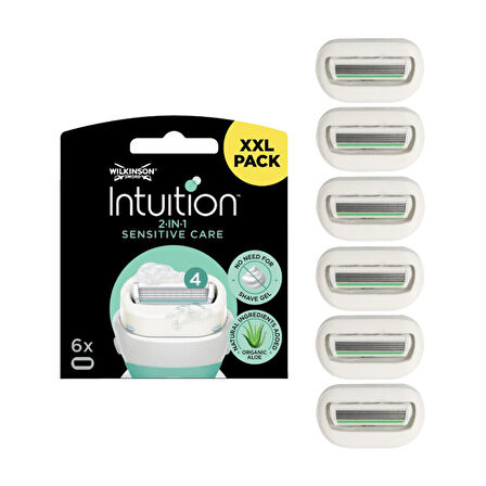 Wilkinson Sword Intuition Sensitive Care Kendinden Sabunlu Kadın Tıraş Bıçağı Kartuşu | XXL 6 Yedek Başlık