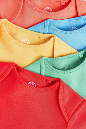 Next Baby % 100 Pamuklu Parlak Renkler Kısa Kollu 5’li Body Zıbın Set