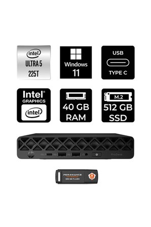 EliteDesk 8 Mini G1i AI Intel Core Ultra 5 225 40GB 512GB SSD W11H Mini Masaüstü Bilgisayar