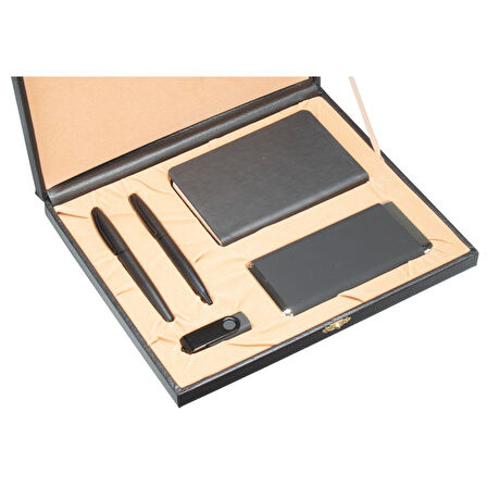 VIP Hediyelik Set - Powerbank, Defter, Kalem ve USB Bellek - (4’lı Kurumsal Hediye Seti) - 4030