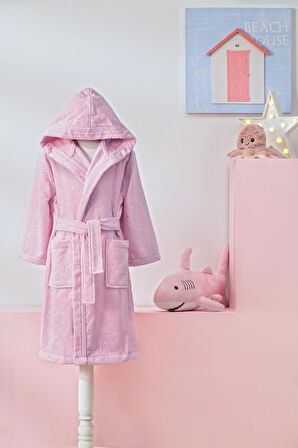 Özdilek Girl Unicorn Kapüşonlu Kadife Çocuk Bornozu 3/4 Yaş