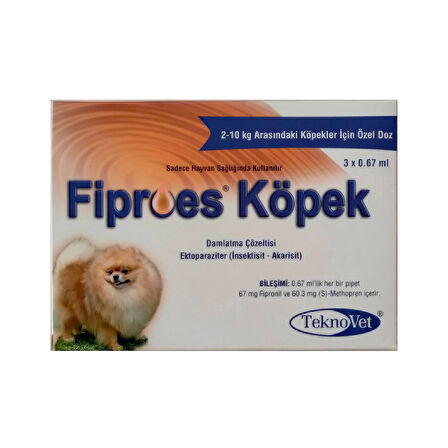 Fiproes Köpek 2-10 Kg 0.67 ML 3 Pipet SKT:2026