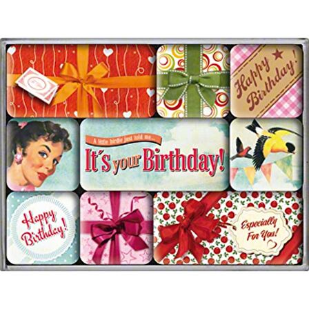 Nostalgic Art Say It Happy Birthday Magnet Set 9 Parça