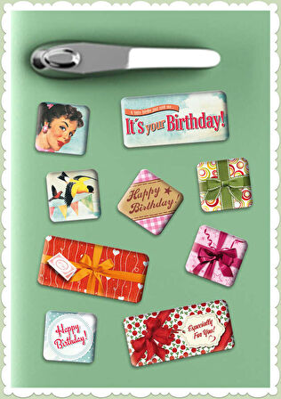 Nostalgic Art Say It Happy Birthday Magnet Set 9 Parça