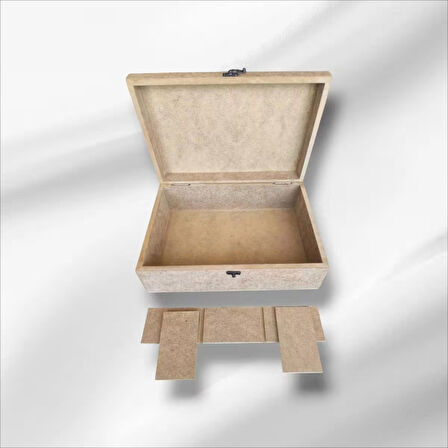 Ham Ahşap-boyanabilir-4 Bölmeli-klipsli-takı-makyaj-aksesuar-dekoratif Çok Amaçlı Organizer Kutu