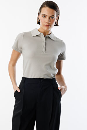 Kadın Basic Polo Yaka Tişört KADIN-POLOYAKA