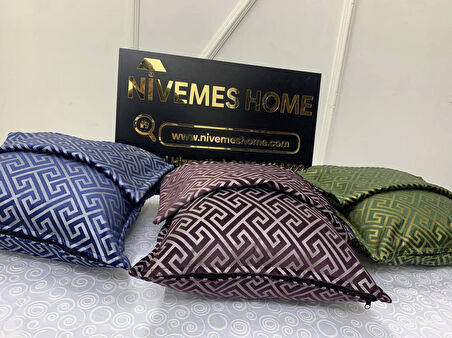NİVEMESHOME MONET ZİGZAG ELYAF DOLGULU KIRLENT MÜRDÜM 45 X 45