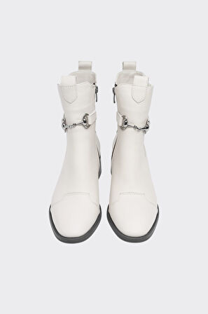 Fermuarlı Tokalı Hakiki Deri Kadın Bot