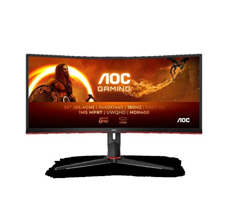 AOC  34 inc CU34G2XP/BK 1ms 180Hz FreeSync Premium WQHD VA Curved Gaming Monitör