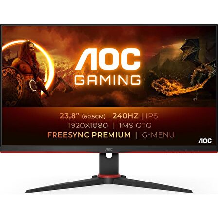 AOC 24G2ZE 23.8" 240Hz 0.5ms (HDMI+Display) FreeSync Premium FHD IPS Monitör