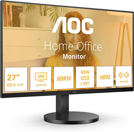 AOC 27" U27B3CF 4ms 60Hz USB UHD IPS Type-C 4K Adaptive-Sync Monitör