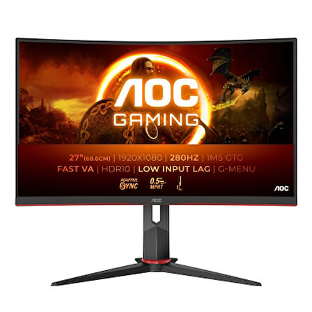 Aoc 27" C27G2Z3/BK 280 Hz 1Ms Curved Adaptive-Sync Full Hd Curved Oyuncu Monitör(Ölü Pixel)