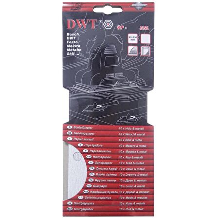 DWT SP-40SSL Dikdörtgen Delikli Zımpara Kağıdı 93x230mm 40 Kum