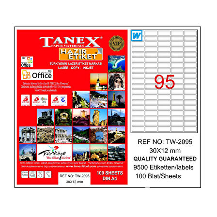 Tanex Bilgisayar Etiketi 30x12 mm