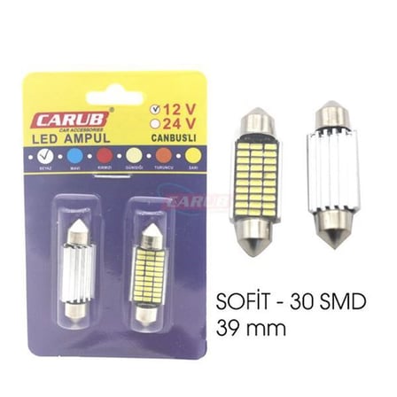 CARUB AMPUL SOFİT LED 12V 6W 30SMD METAL CANBUS 39M BEYAZ