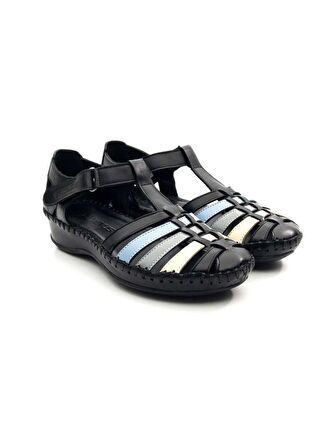 Venüs 23033319Y Kadın Hakiki Deri Renkli Cırtlı Önü Kapalı Sandalet