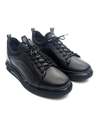 Marcomen 18366 Erkek Streç Hakiki Deri Siyah Casual Ayakkabı