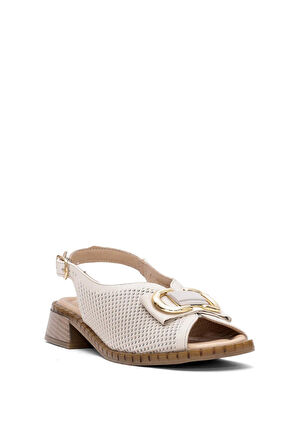 Venüs 2512003 Kadın Hakiki Deri Tokalı Kalın Topuk Comfort Sandalet