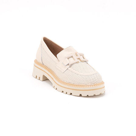 Venüs 2411530 Kadın Hakiki Deri Baskılı Tokalı Kalın Taban Loafer Ayakkabı