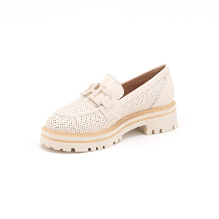 Venüs 2411530 Kadın Hakiki Deri Baskılı Tokalı Kalın Taban Loafer Ayakkabı